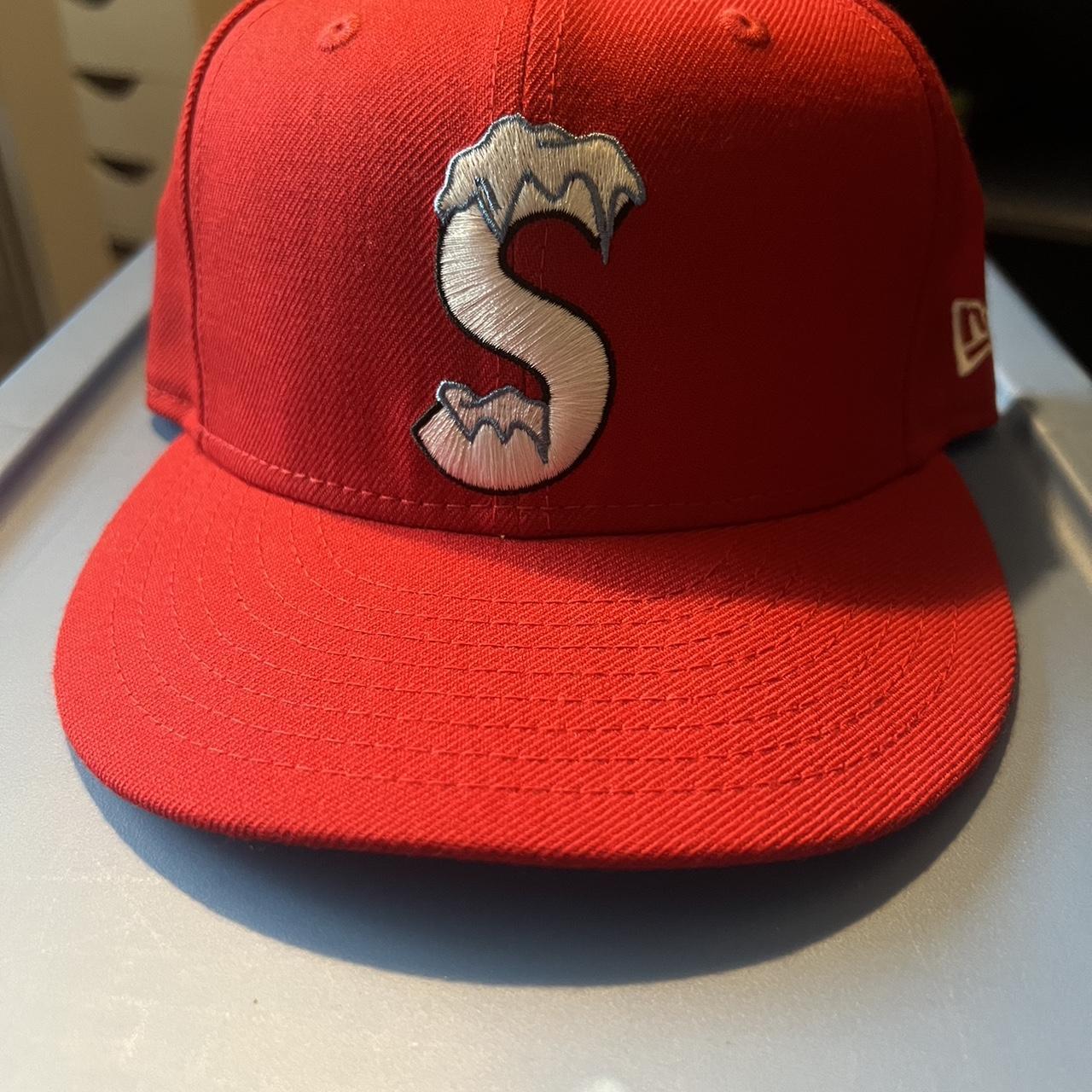 Supreme x New Era S Logo Cap FW22 Red 7 3/8 Fitted | Depop