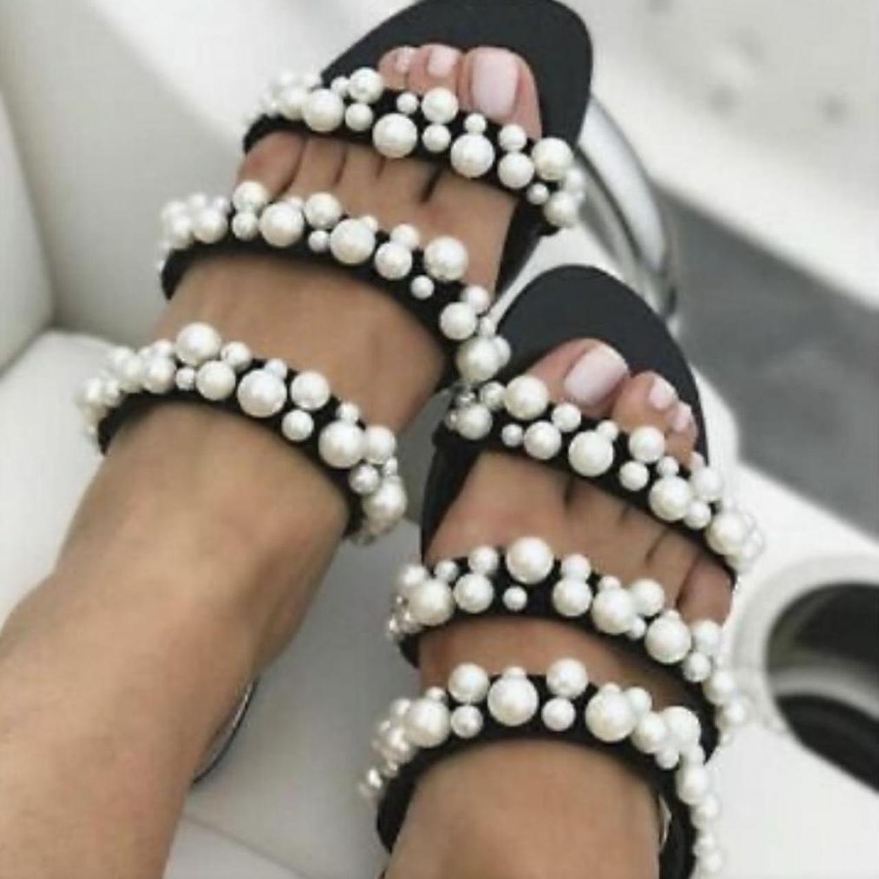 Zara pearl hot sale slides