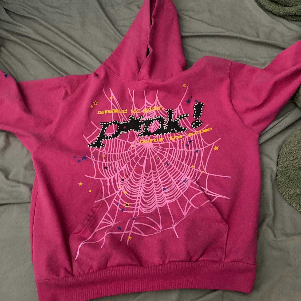 Pink sp5der hoodie - Depop