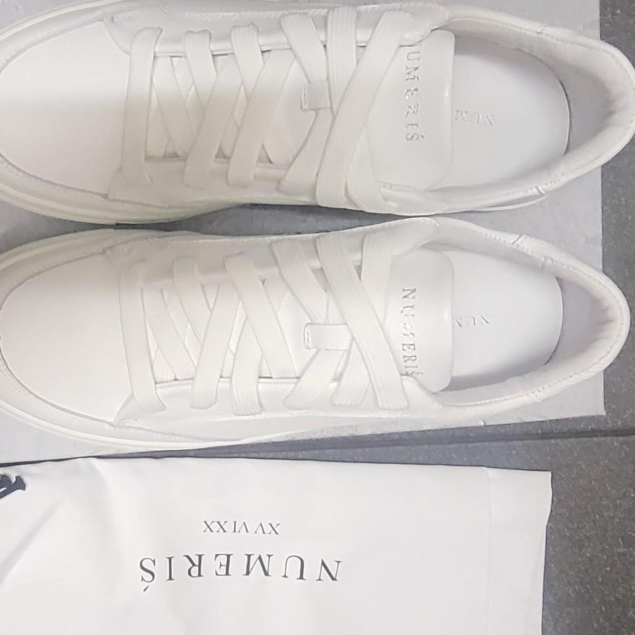Numeris casual mens white leather lace up shoes UK 9 - Depop