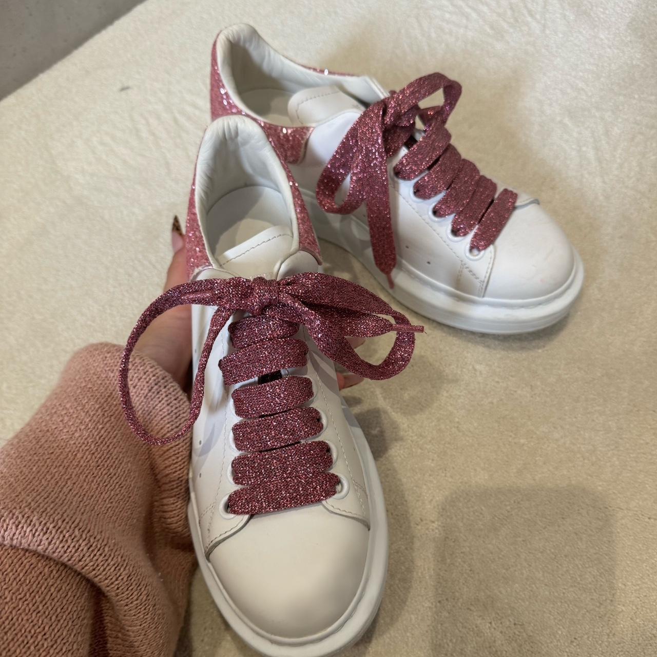 White and pink alexander mcqueen sneakers Depop