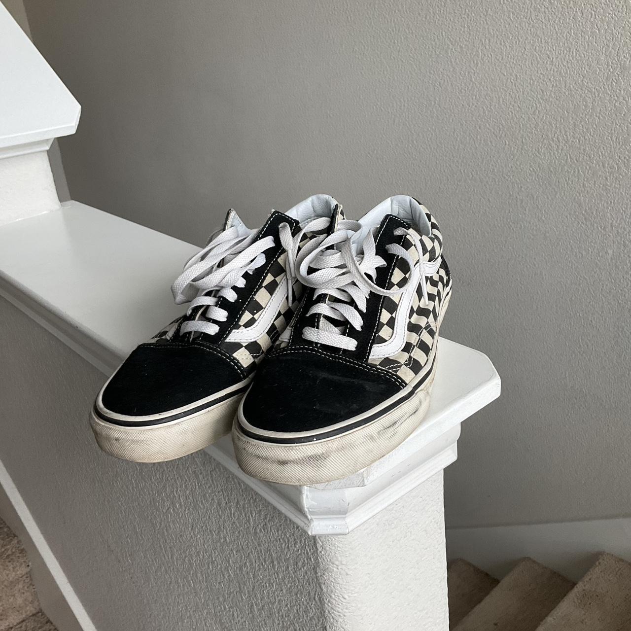 Vans Old Skool black and white checkered trainers Depop
