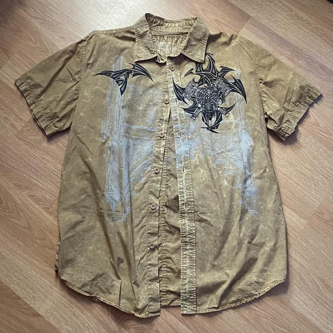 INSANE y2k brad butter affliction style shirt, size... - Depop