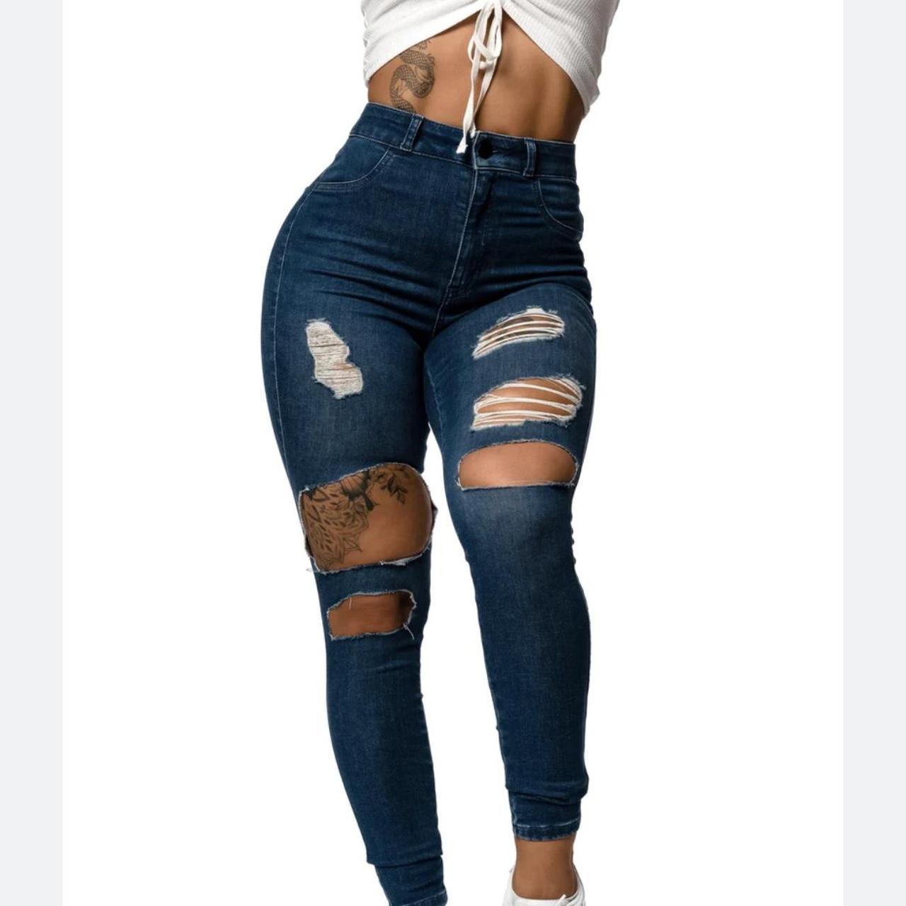 Fitjeans Super Ripped High Waisted Jeans In Azure Depop 7911