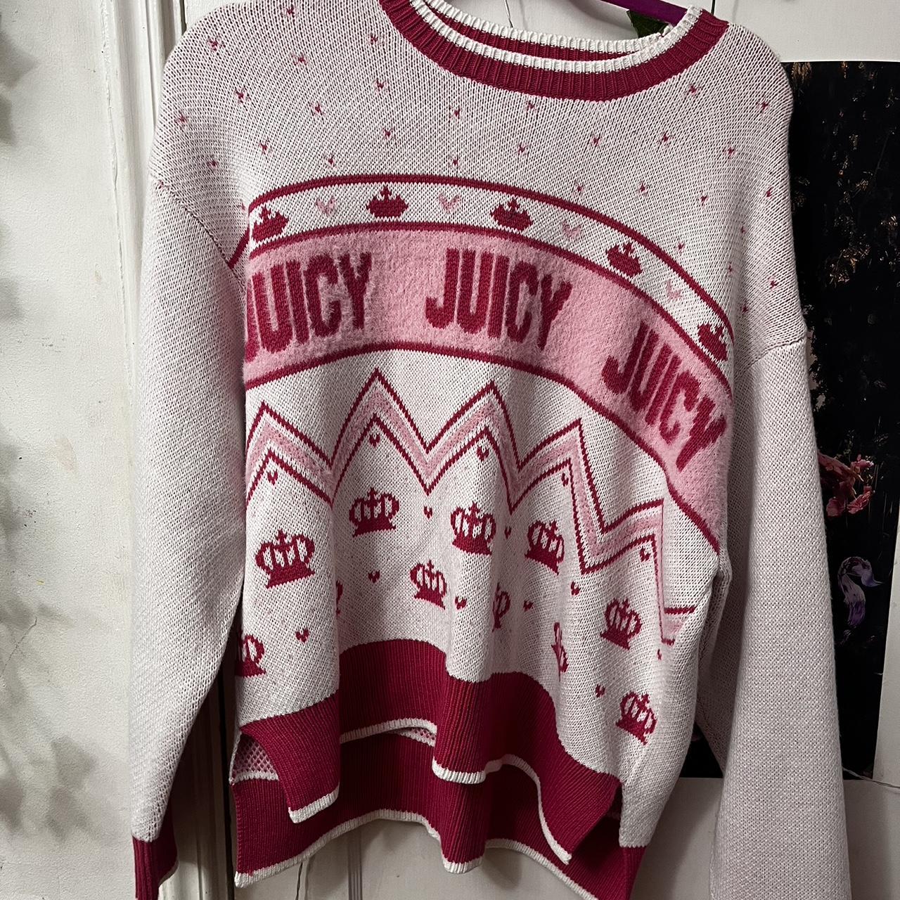 Y2K Juicy Couture Sweater Pink White Comfortable. Depop