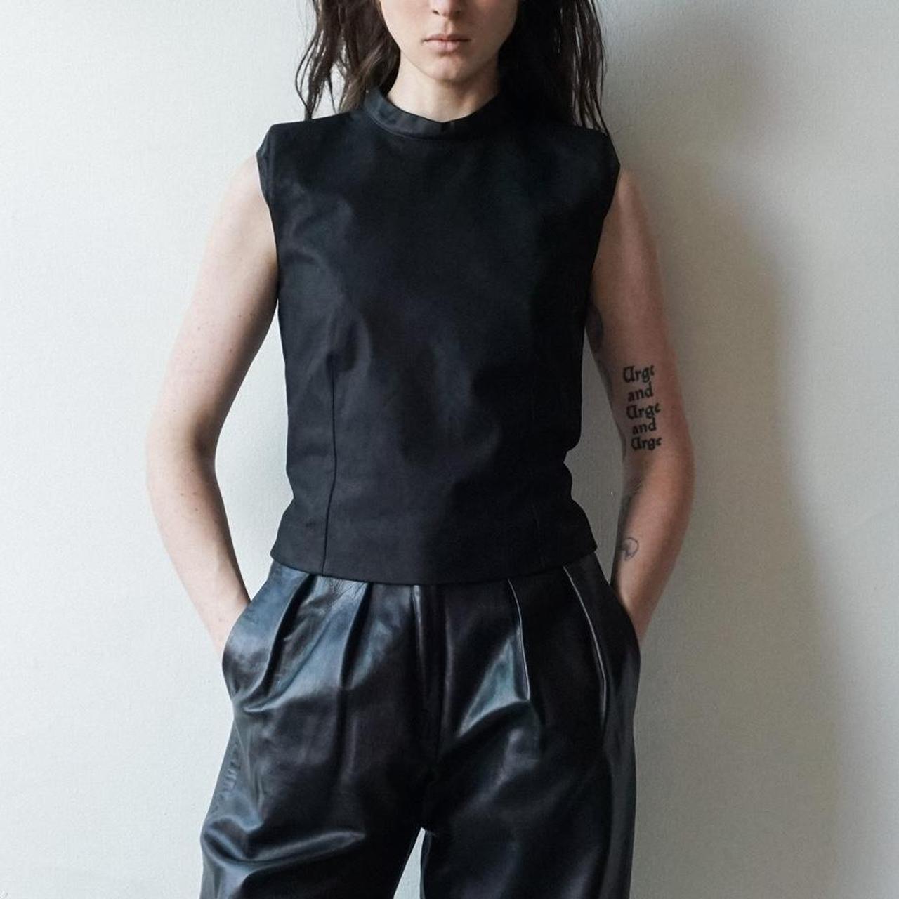 ann demeulemeester brushed leather top