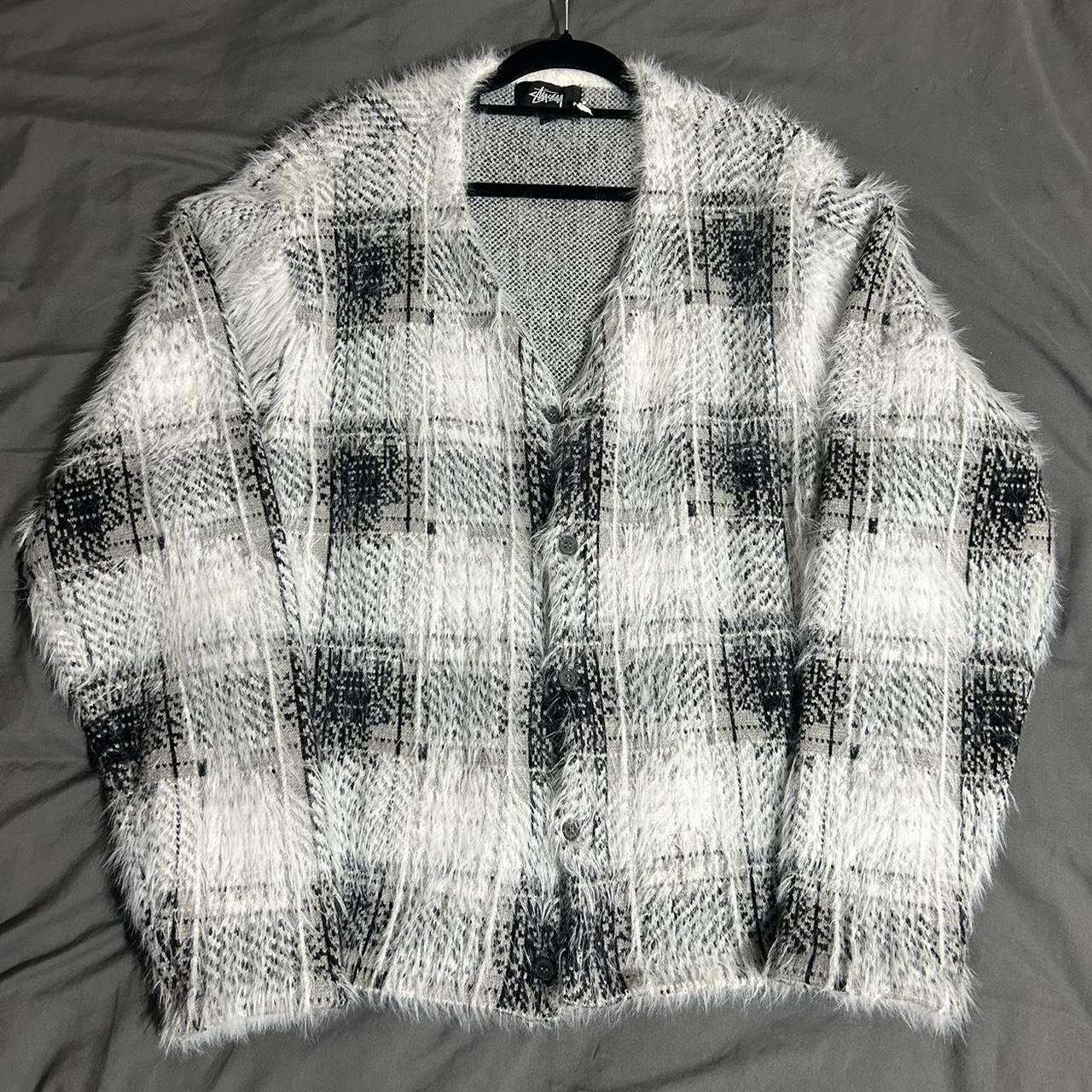stüssy hairy plaid cardigan unisex would fit | Depop