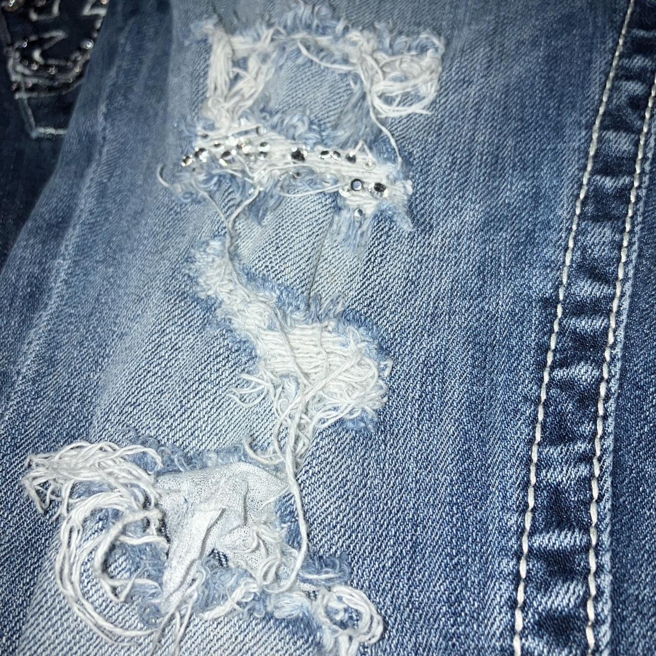 ripped miss me jeans with rhinestones - Depop