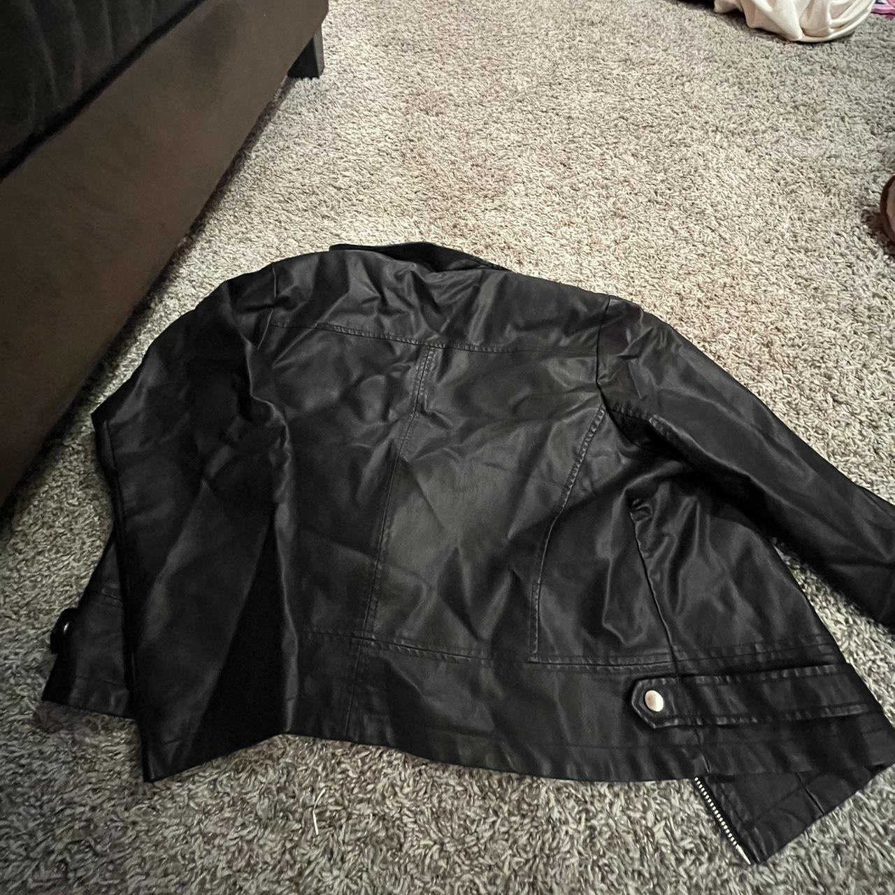 Black, Cropped leather jacket. Pockets. Zip up.... - Depop
