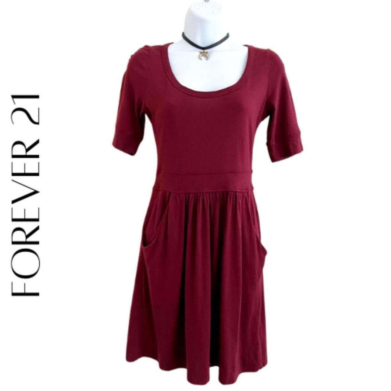 FOREVER 21 Casual Maroon Short Sleeve Dress With. Depop