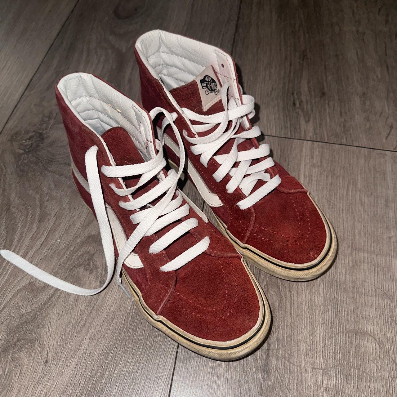 Size 6W high top red maroon vans New laces laced. Depop