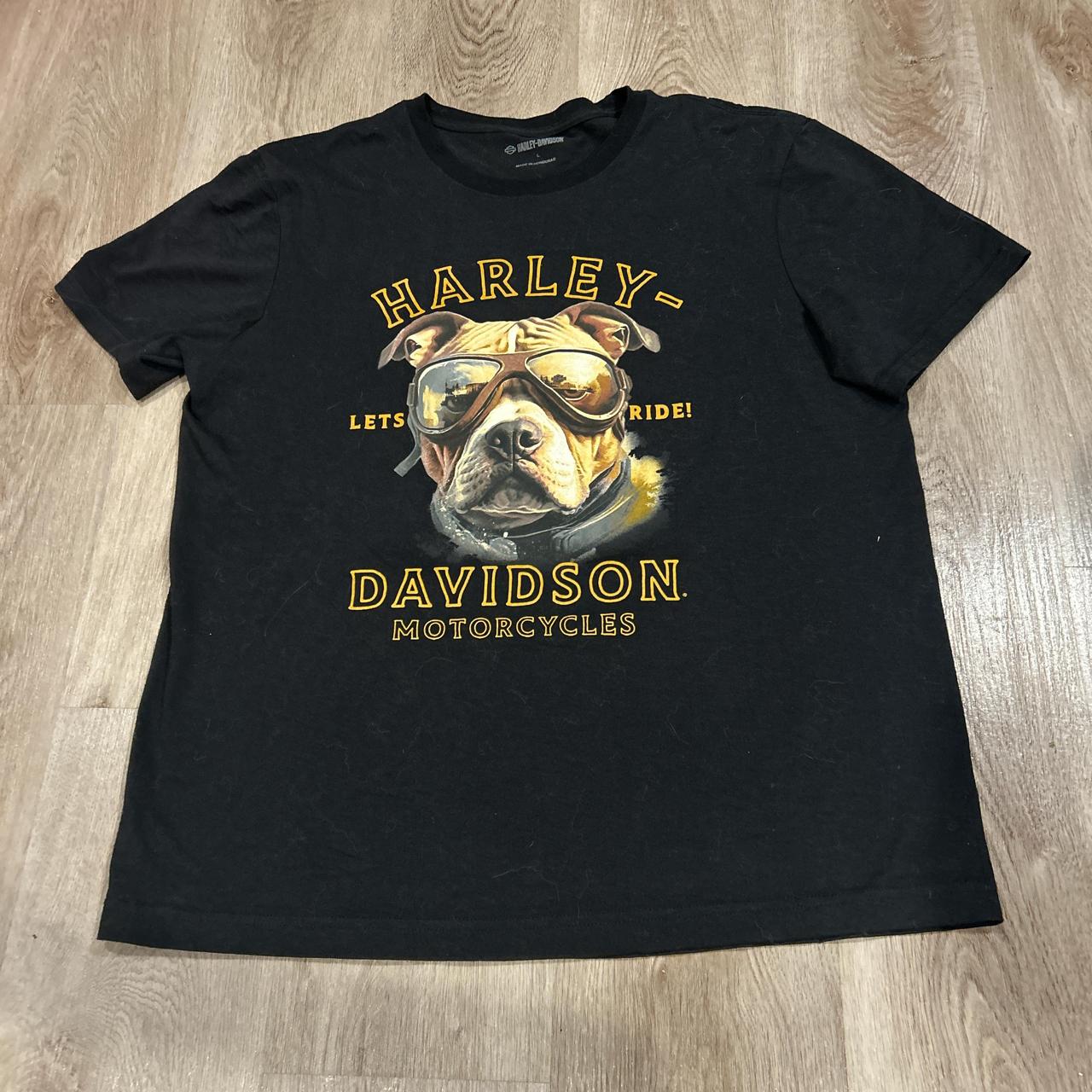 Black Harley Davidson Large t-shirt with a dog with | Depop
