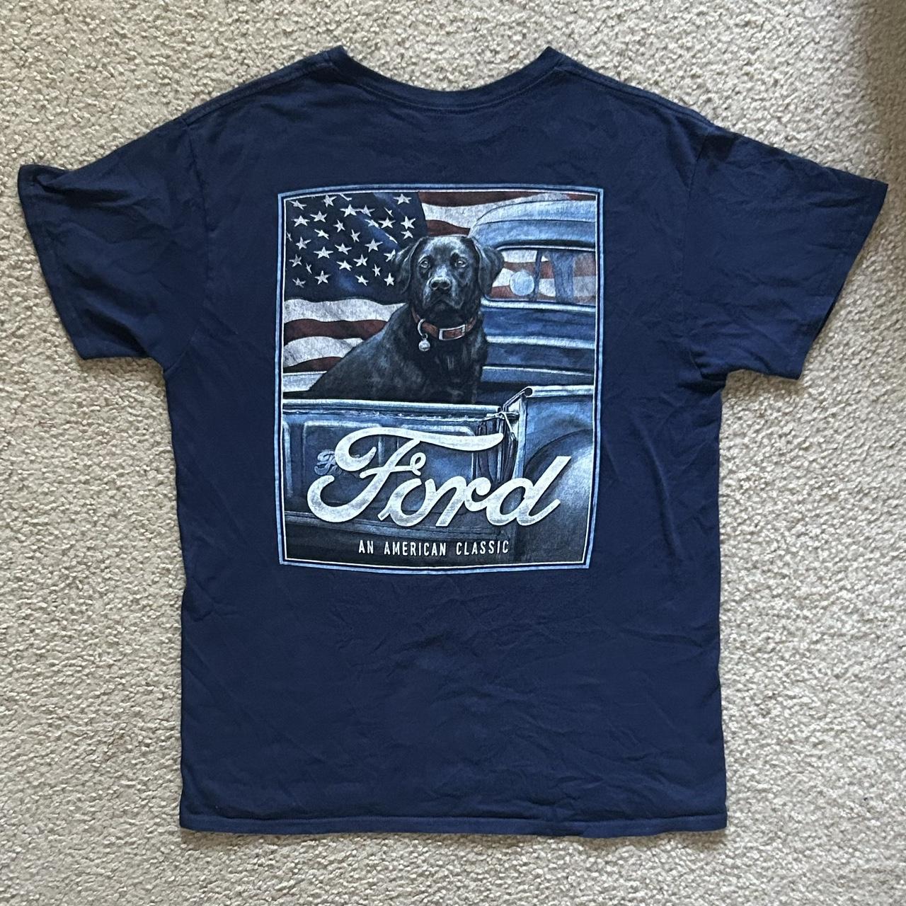 Dark blue Ford graphic tee ~20in pit to pit ~28... - Depop