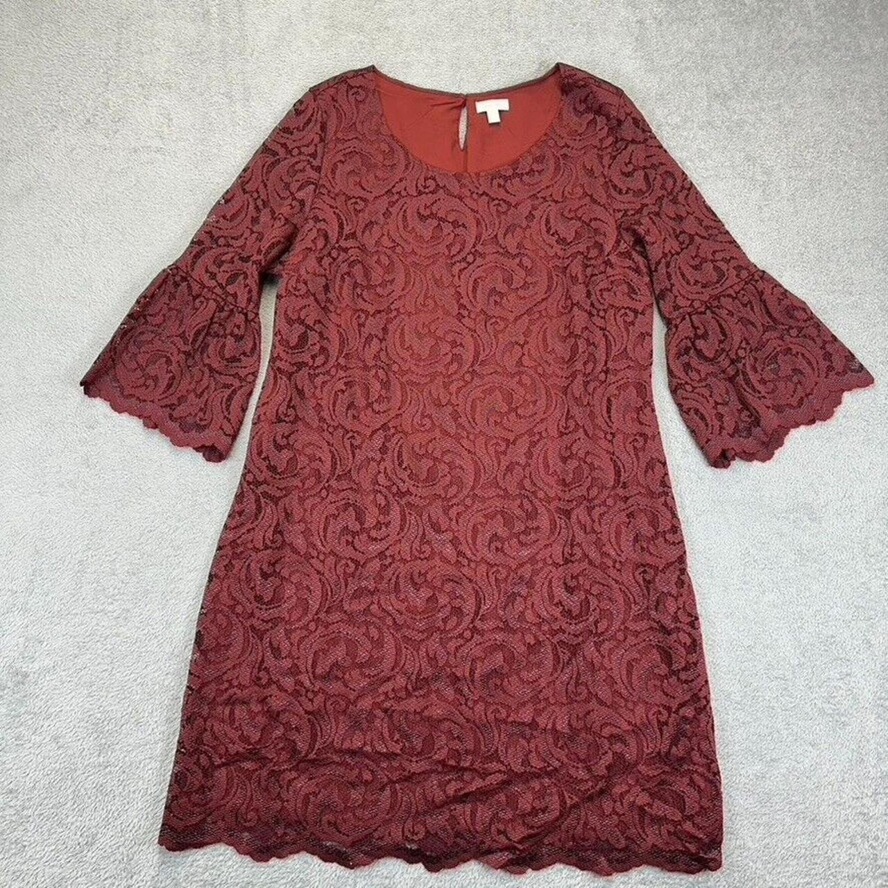 Garnet Hill Lace Overlay Dress Cocktail Red 3/4 Depop