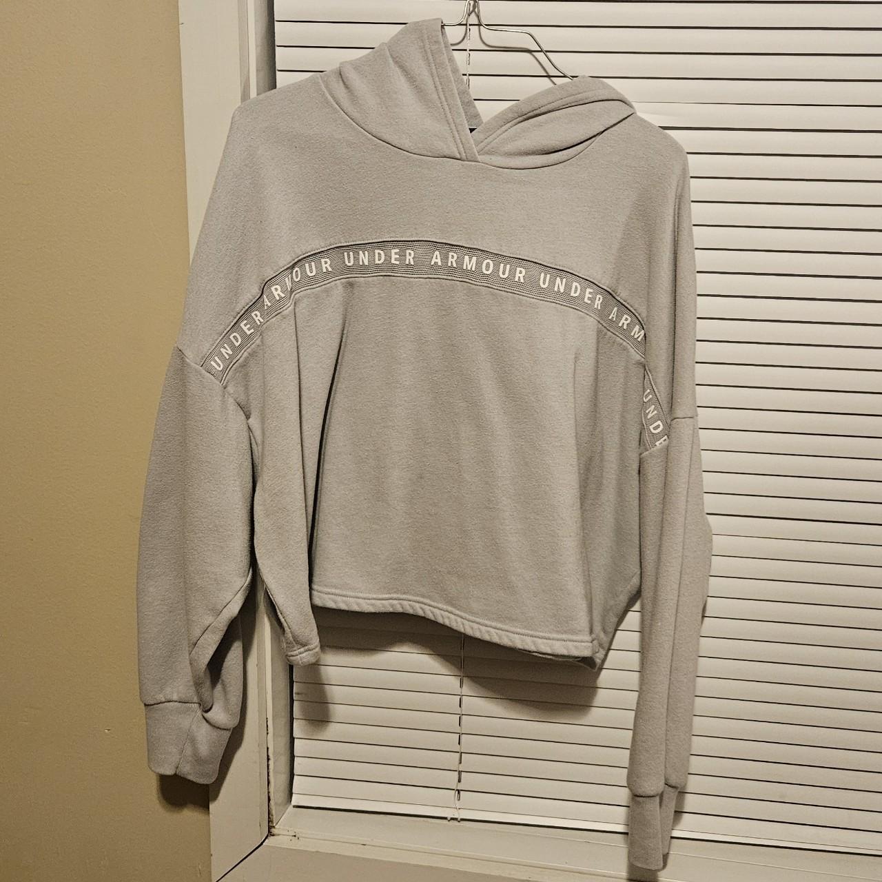 Under Armour cropped hoodie, size medium, mesh detail - Depop