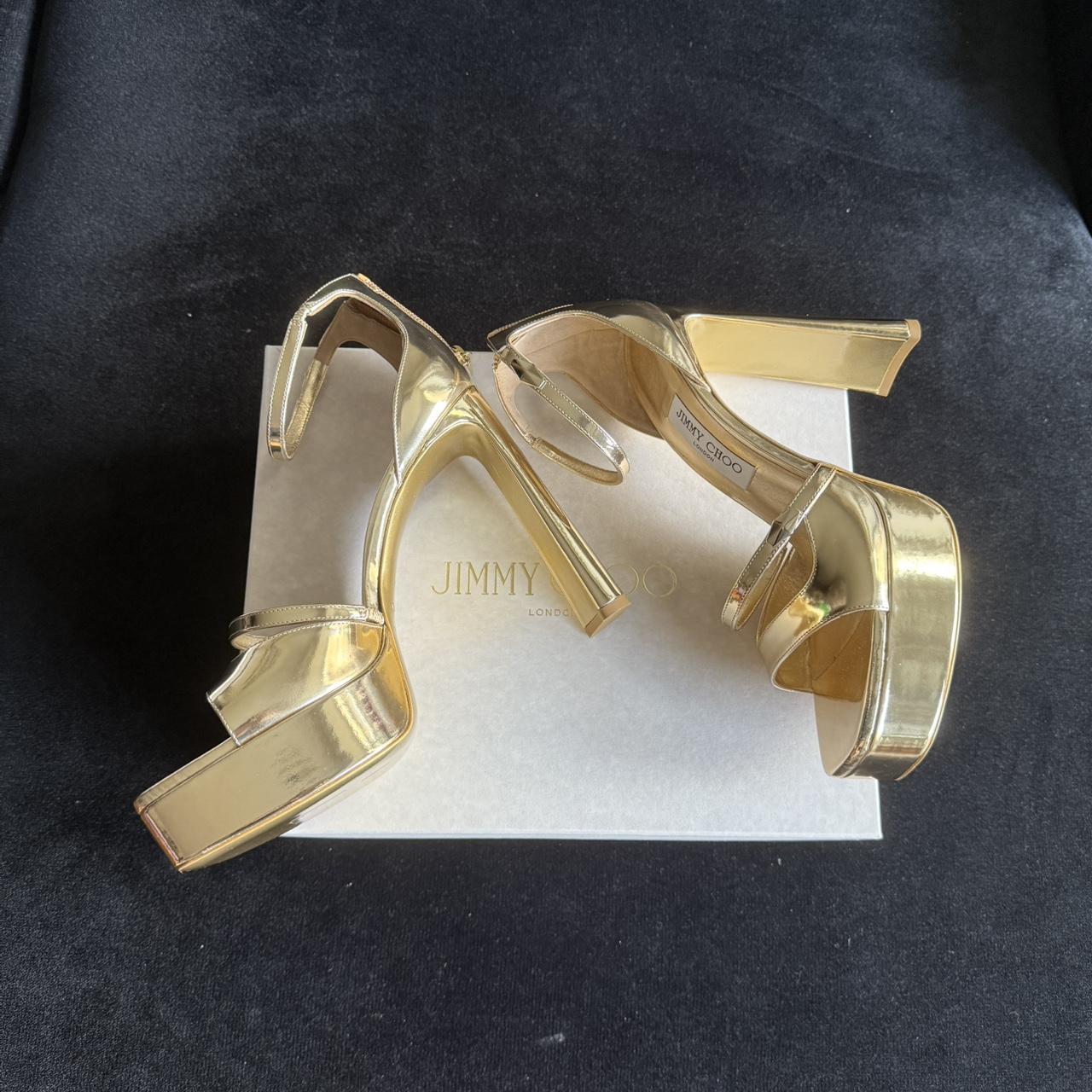 Jimmy Choo Claressa Platform 125 Gold Liquid Metal | Depop