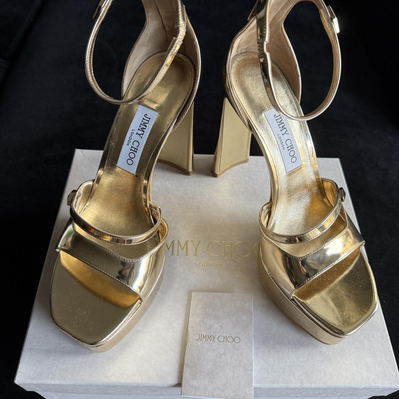 Jimmy Choo Claressa Platform 125 Gold Liquid Metal | Depop