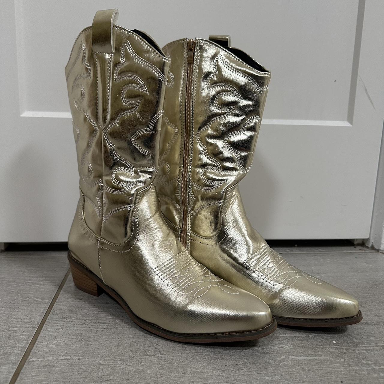 gold cowboy boots Ally fashion. never worn,... Depop