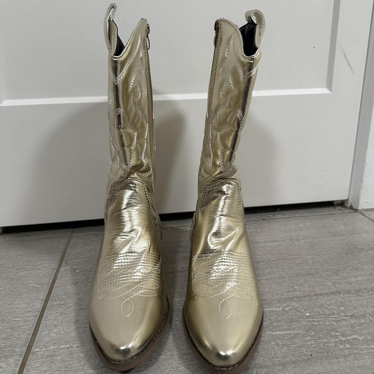 gold cowboy boots - Ally fashion. never worn,... - Depop