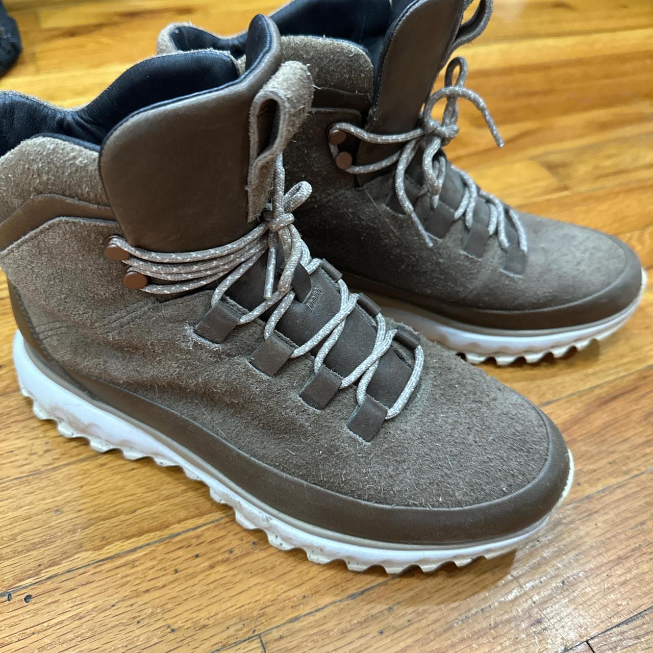 Cole Haan Grey and brown suede hiking boots. Depop