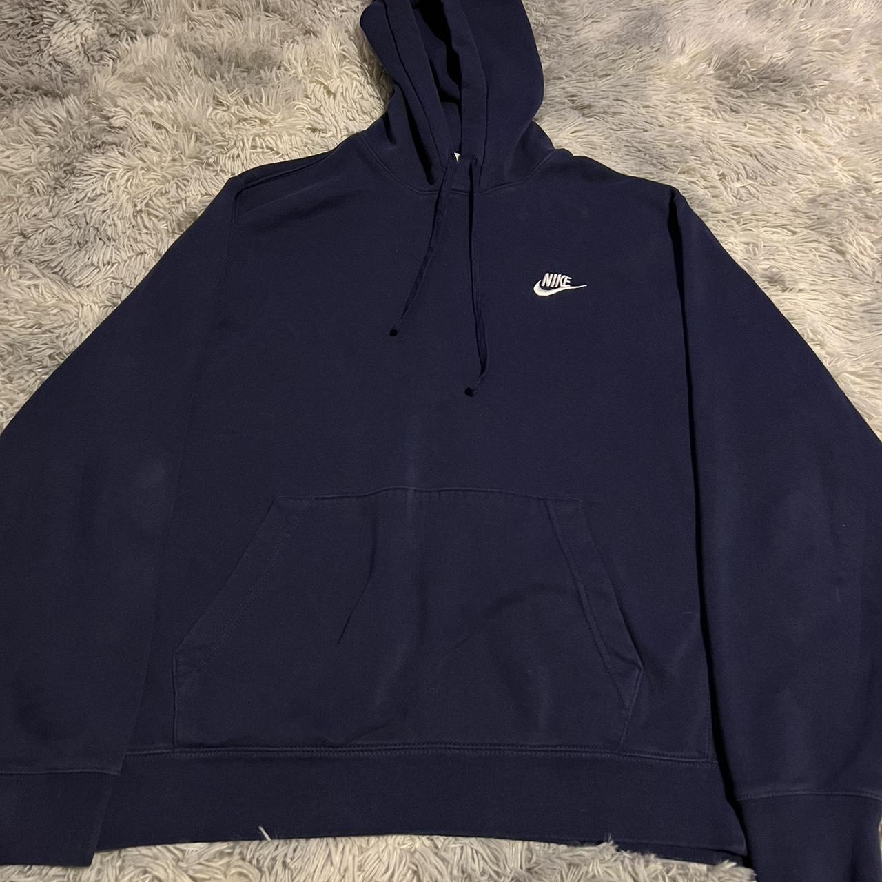 Nike Navy Hoodie | Worn several times | Minor flaws - Depop