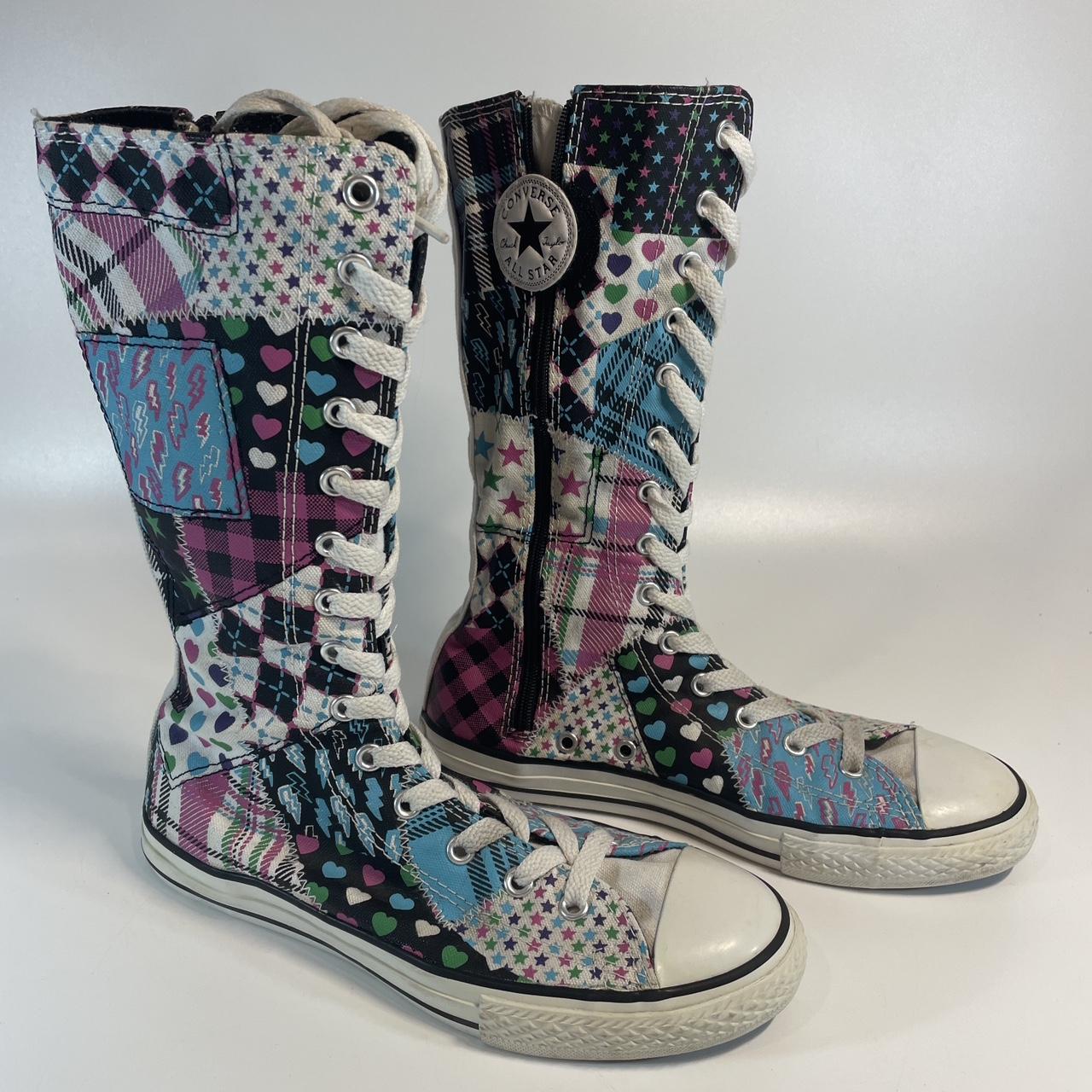 Converse Hi Top Patchwork Calf Knee High Shoes, Size...