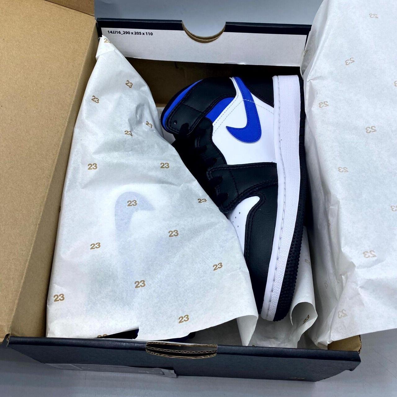 Nike Air Jordan 1 Mid Sneaker White Black Blue | Depop