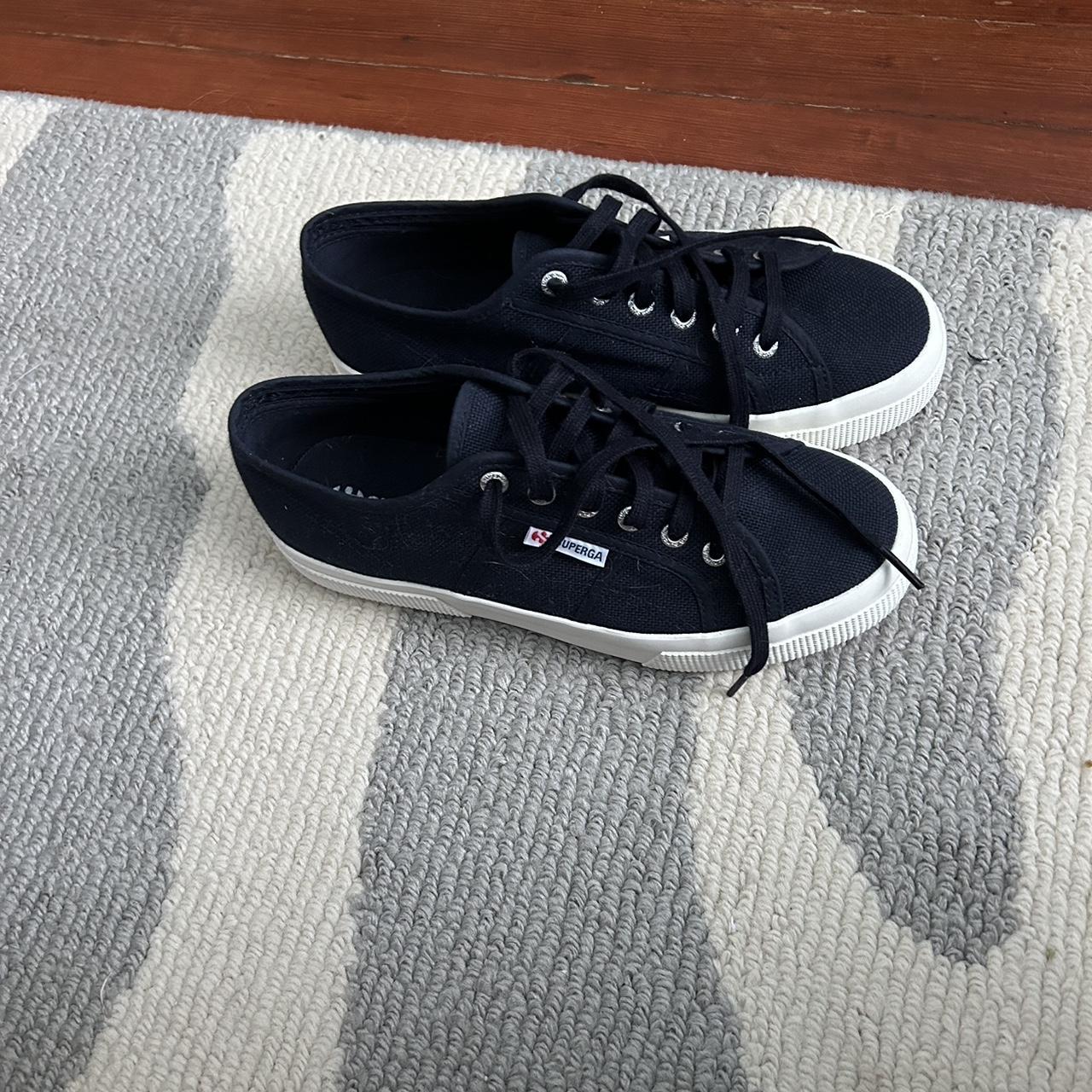 Navy blue Superga sneakers Literally never. Depop