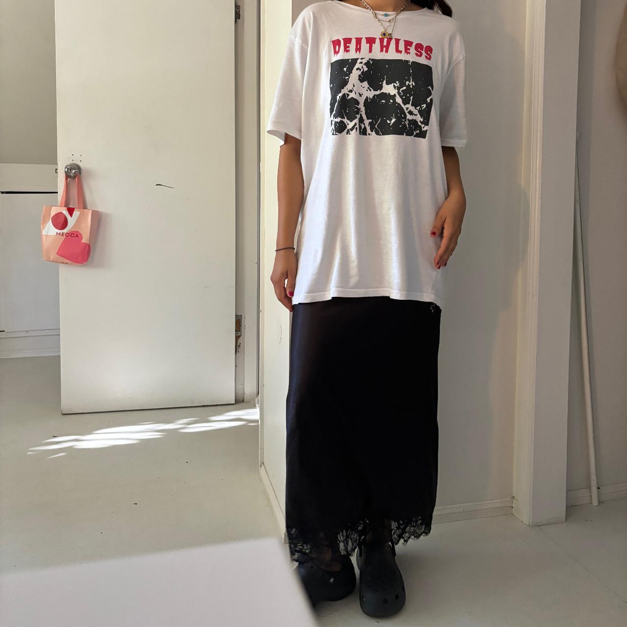 long silk black skirt. im 1.64 cm tall - Depop