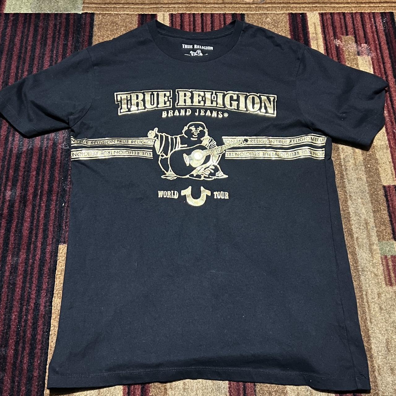 black true religion shirt in ready condition for you... - Depop