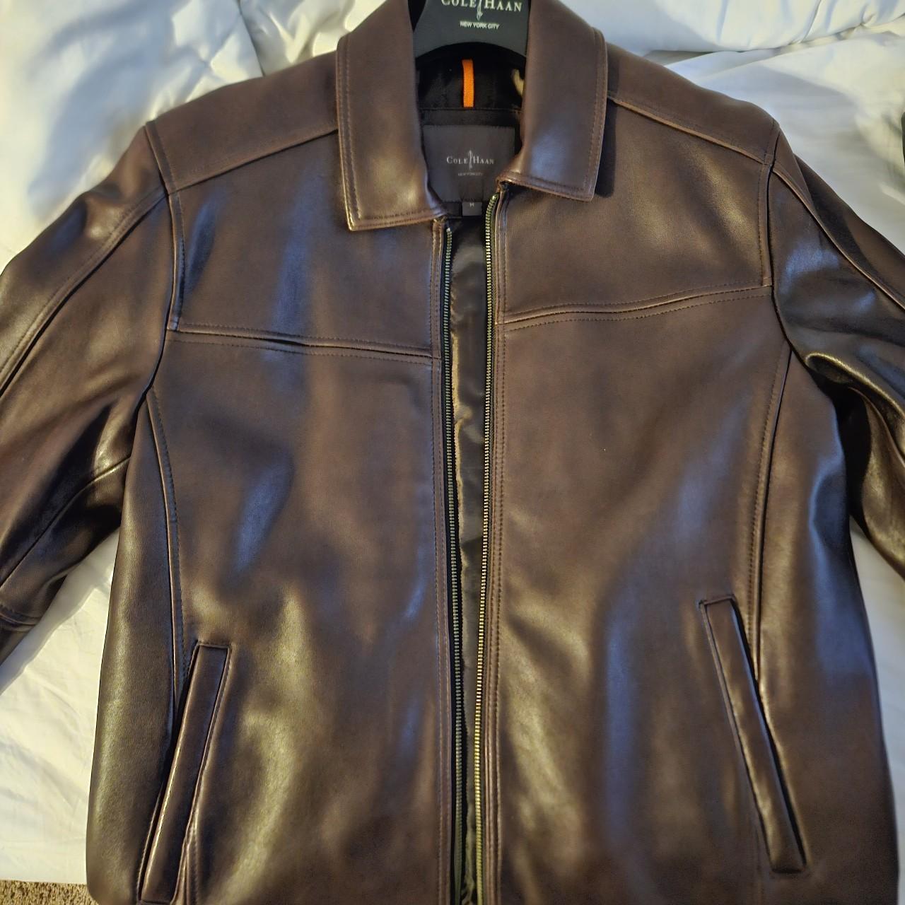 Cole haan men's on sale lambskin leather jacket