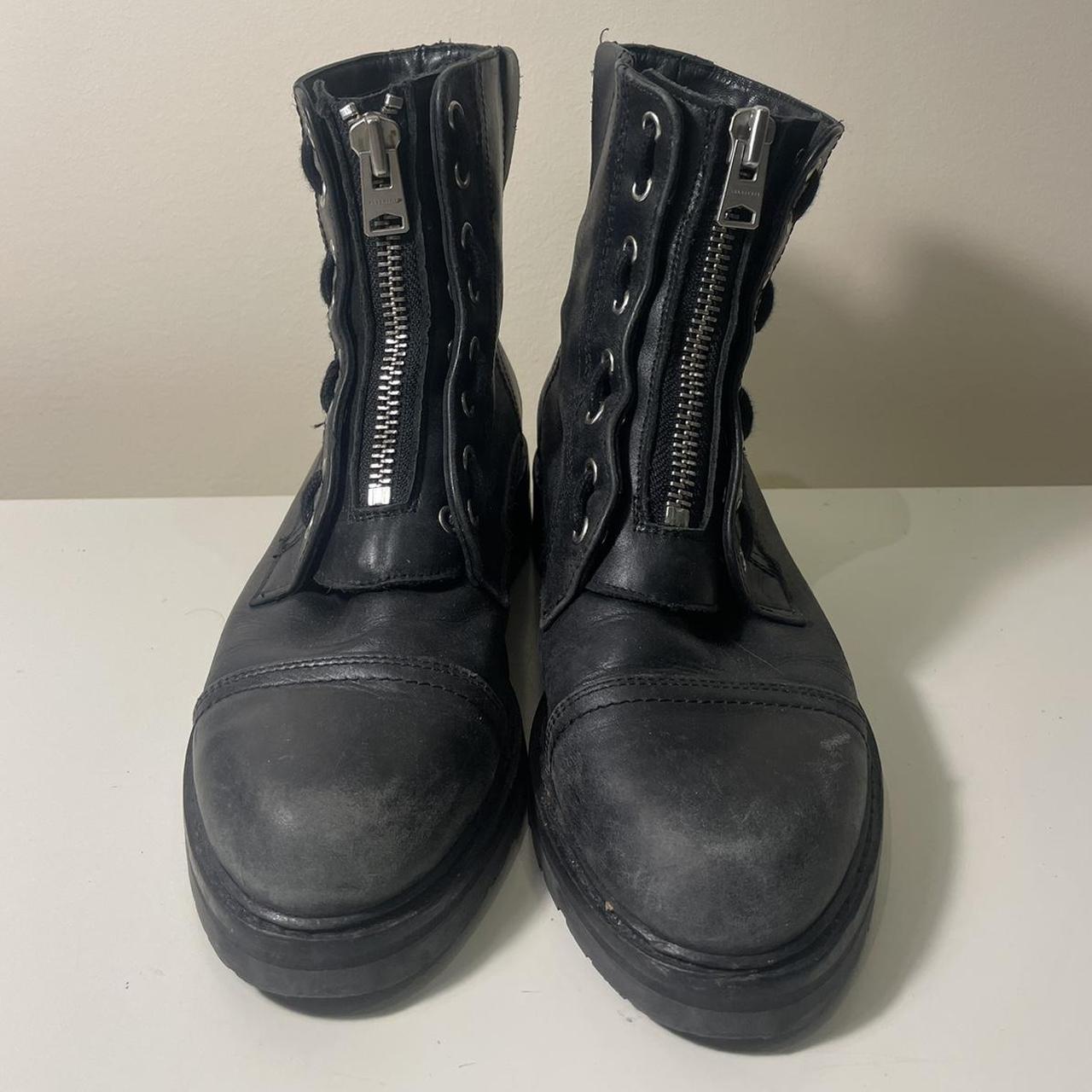 AllSaints Ariel front-zip boots Size 39 Depop