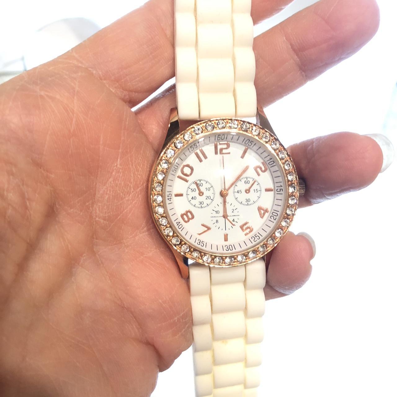 Darice Watch, Pink Bezel with Rhinestone Accents and... - Depop