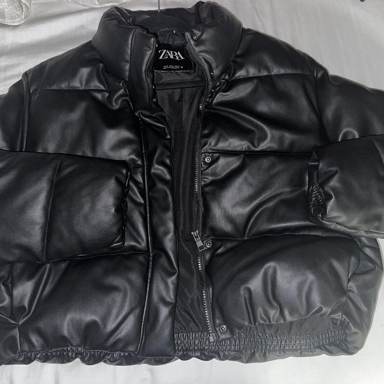 Zara faux leather puffer jacket Depop