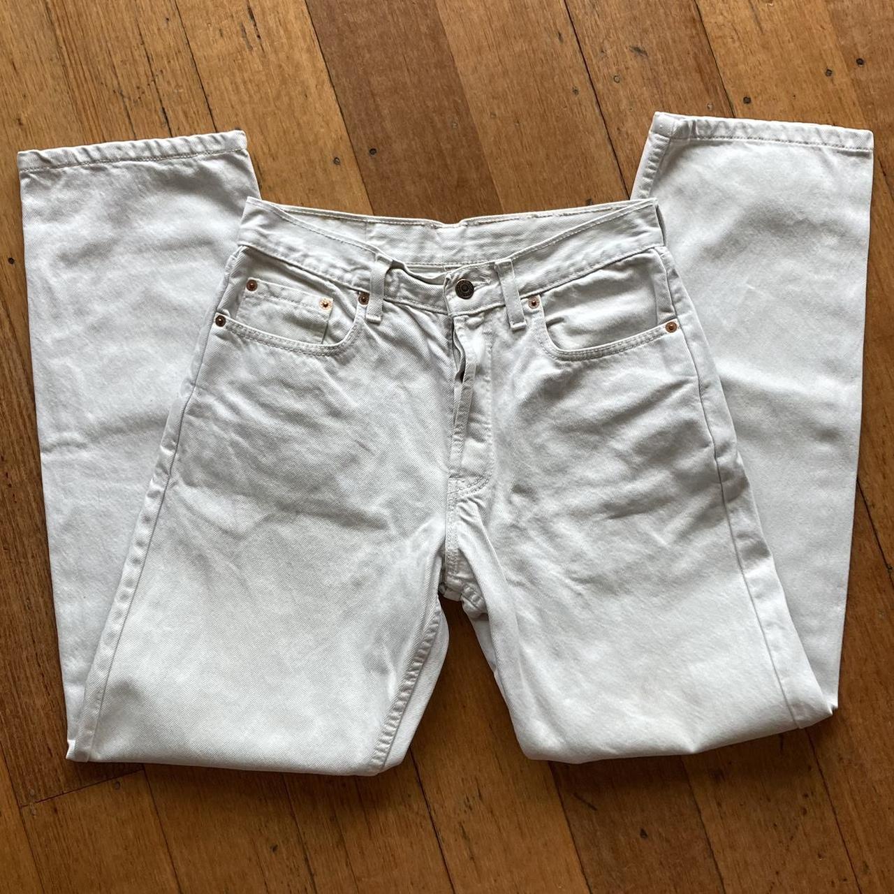 Vintage white Levi jeans Size 30w 34l Originally... - Depop