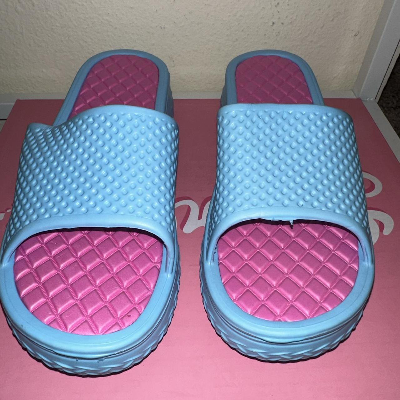 Blue and pink platform house slippers. Unworn size... - Depop