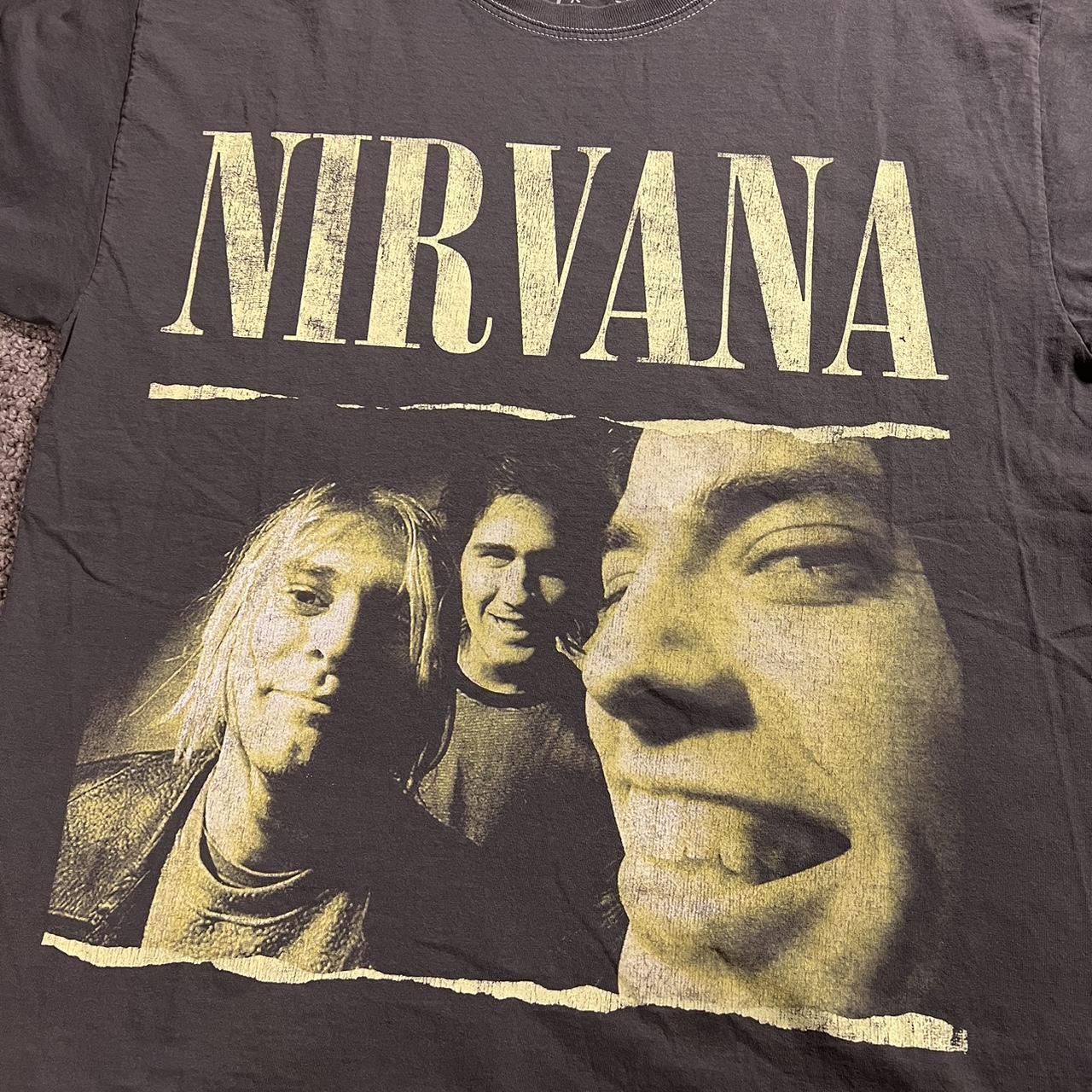 Vintage Chopped Nirvana Band T Shirt Size L - Depop