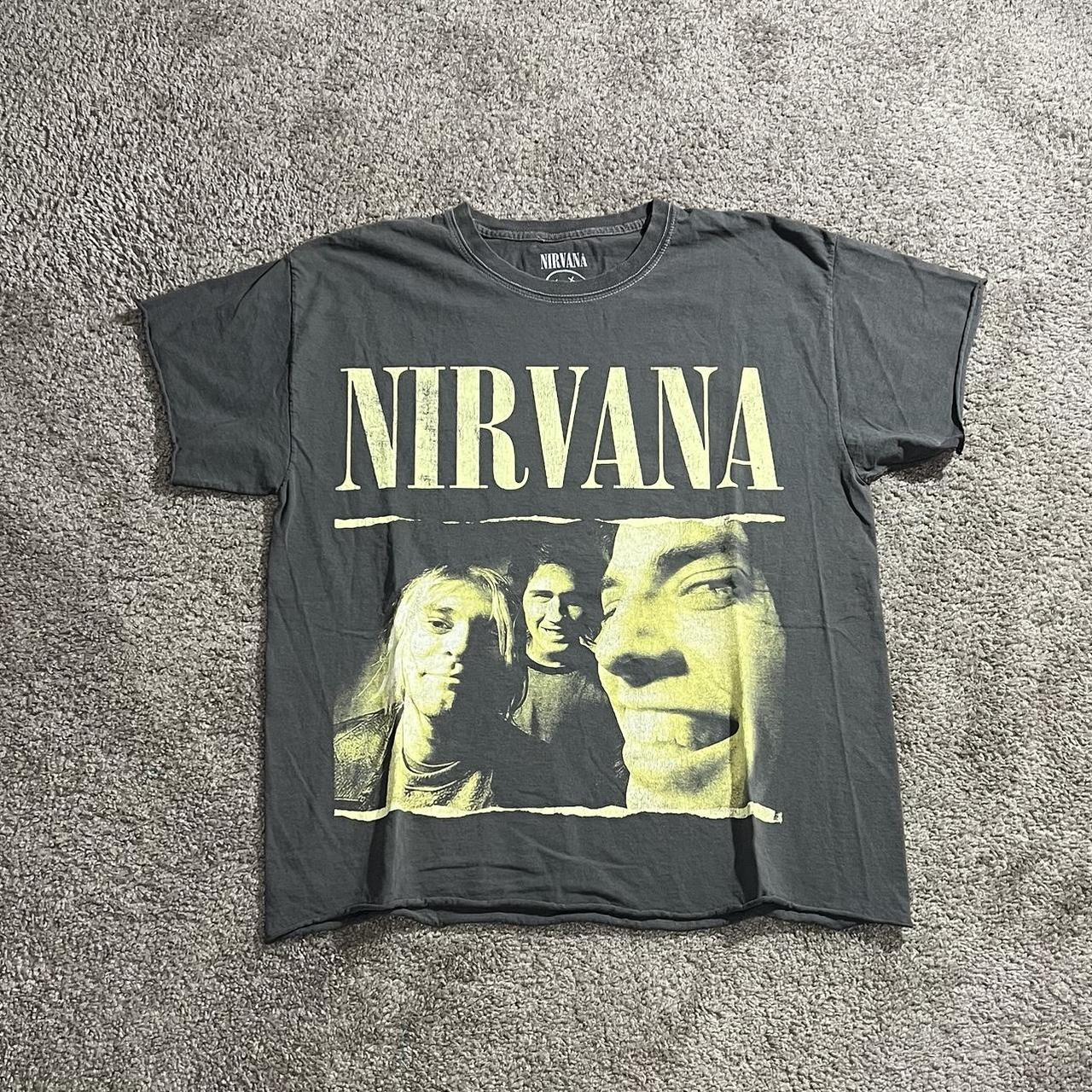 Vintage Chopped Nirvana Band T Shirt Size L - Depop