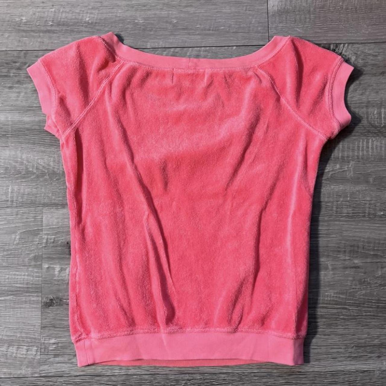 Vintage Juicy Couture pink terrycloth top with pocket - Depop