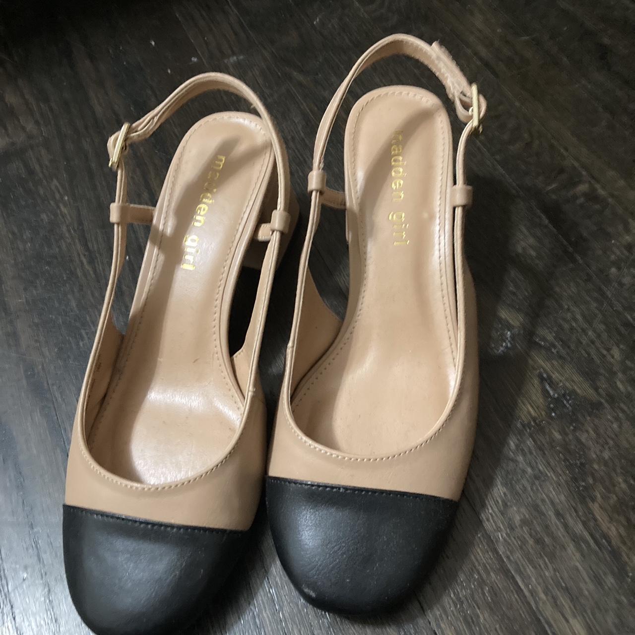 Madden Girl sling back black cap toe block heel Depop