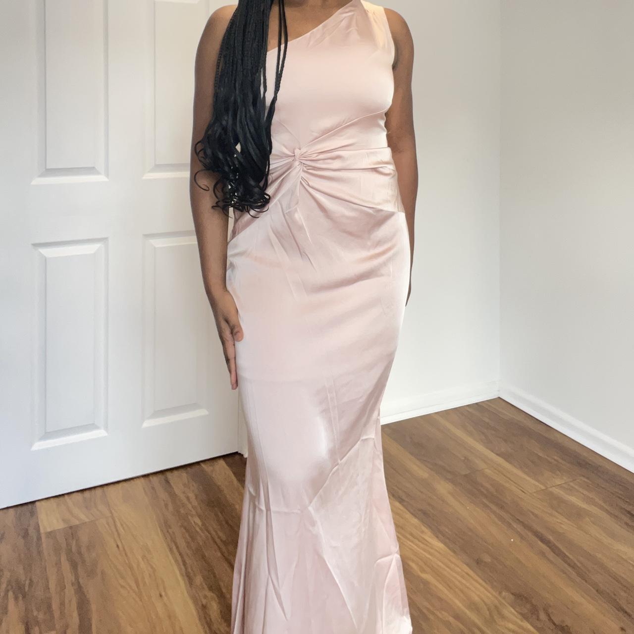 Dusty pink One Sleeve Knot Front Maxi Evening Depop