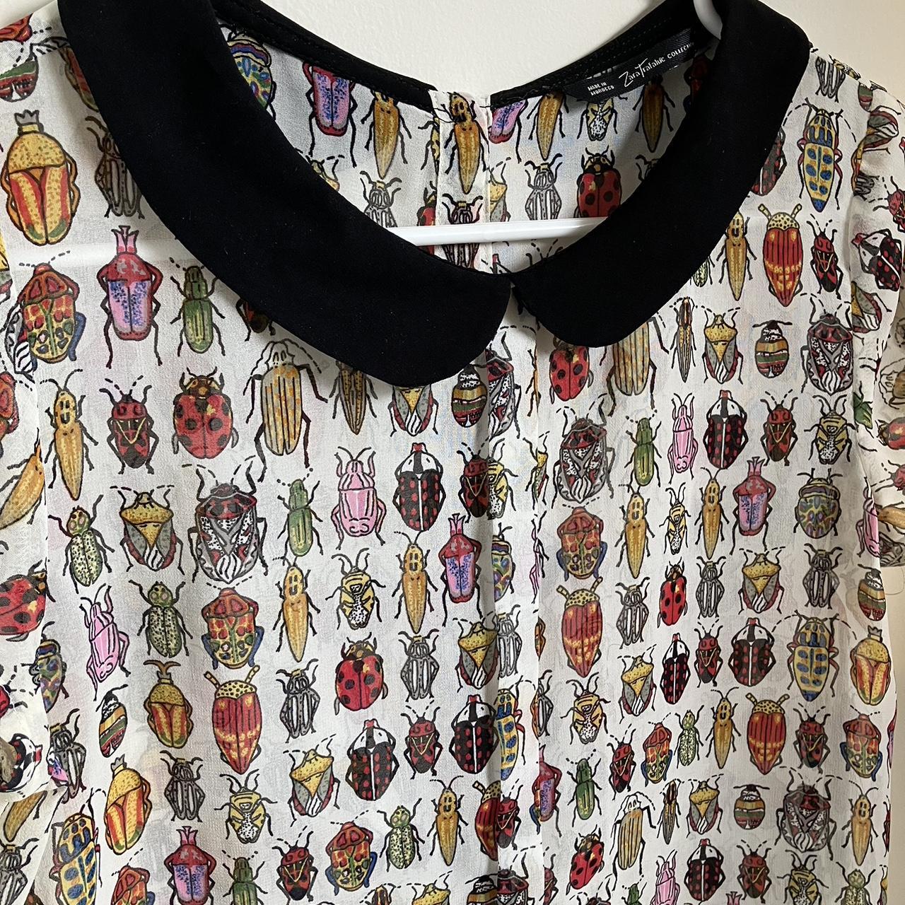 Insect blouse with peter pan collar by Zara. Button... - Depop