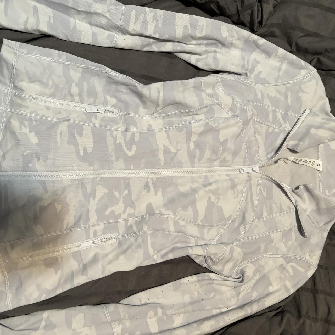 worn once white camo lulu lemon define jacket Depop