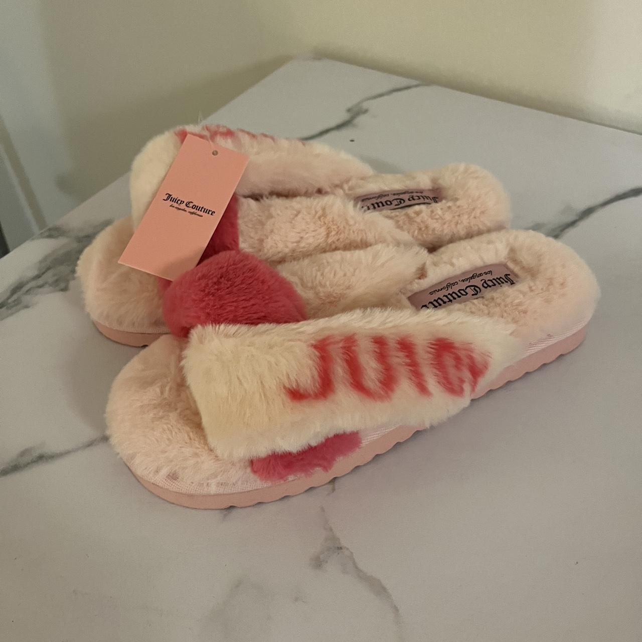 pink juicy couture fluffy slides size 6 new with... Depop