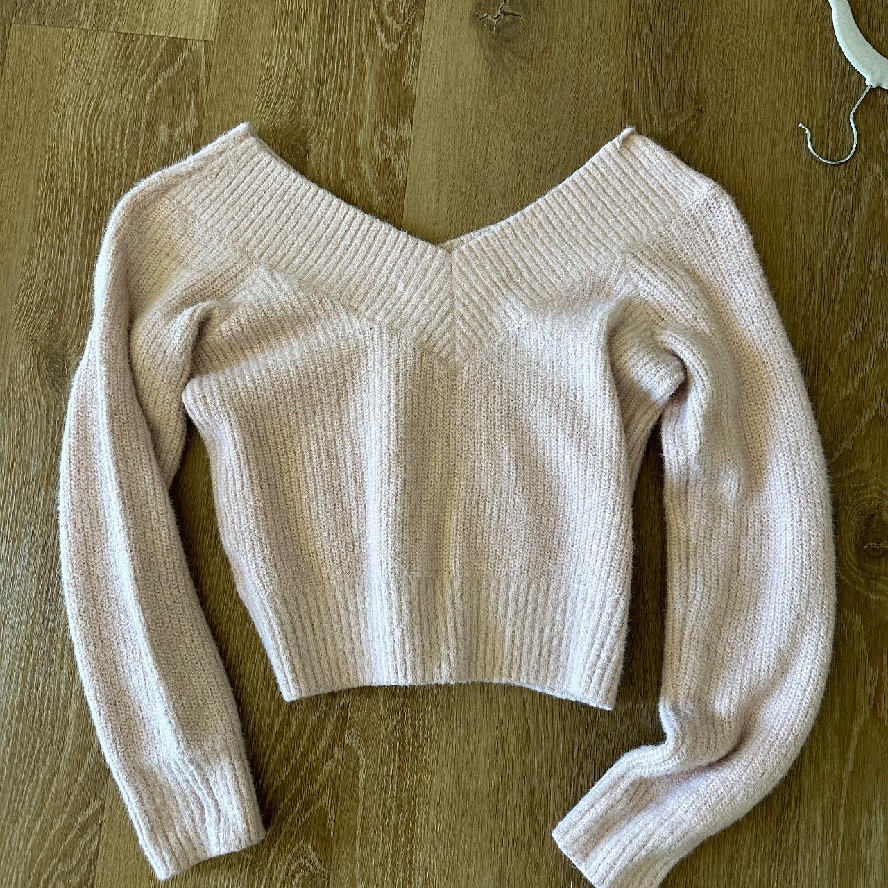 baby pink off the shoulder sweater size medium h Depop