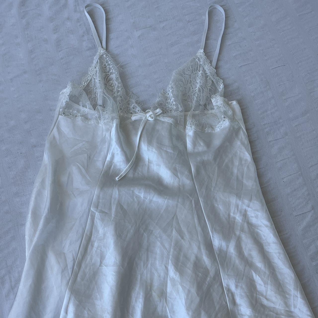 Vintage white silk intimate slip... - Depop