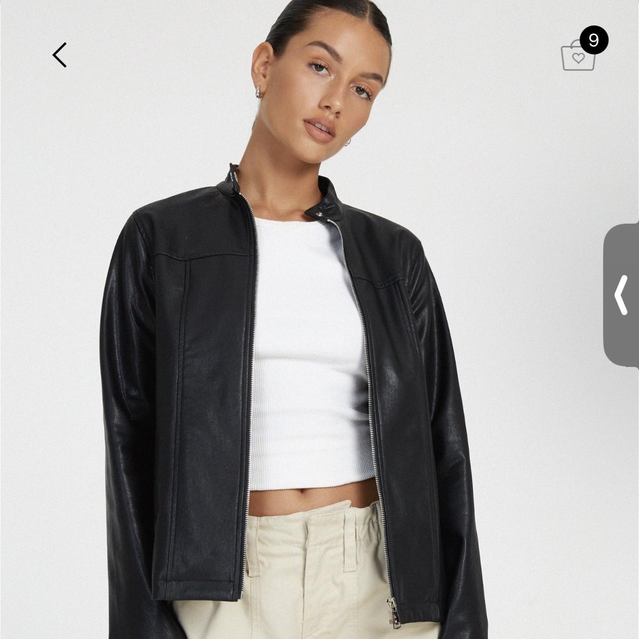 motel rocks black fitted leather jacket size XS /... Depop