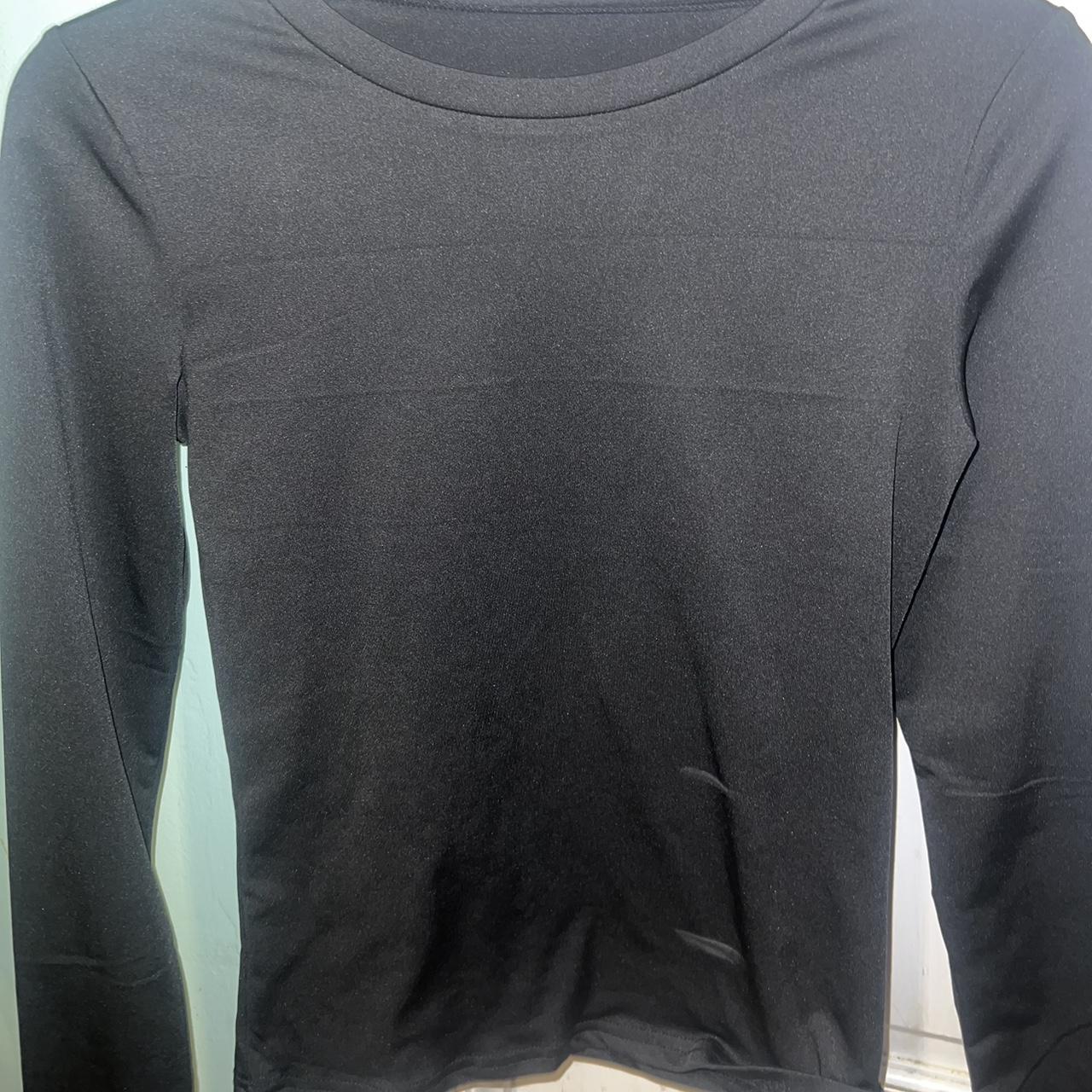 black long sleeve skin tight top - Depop