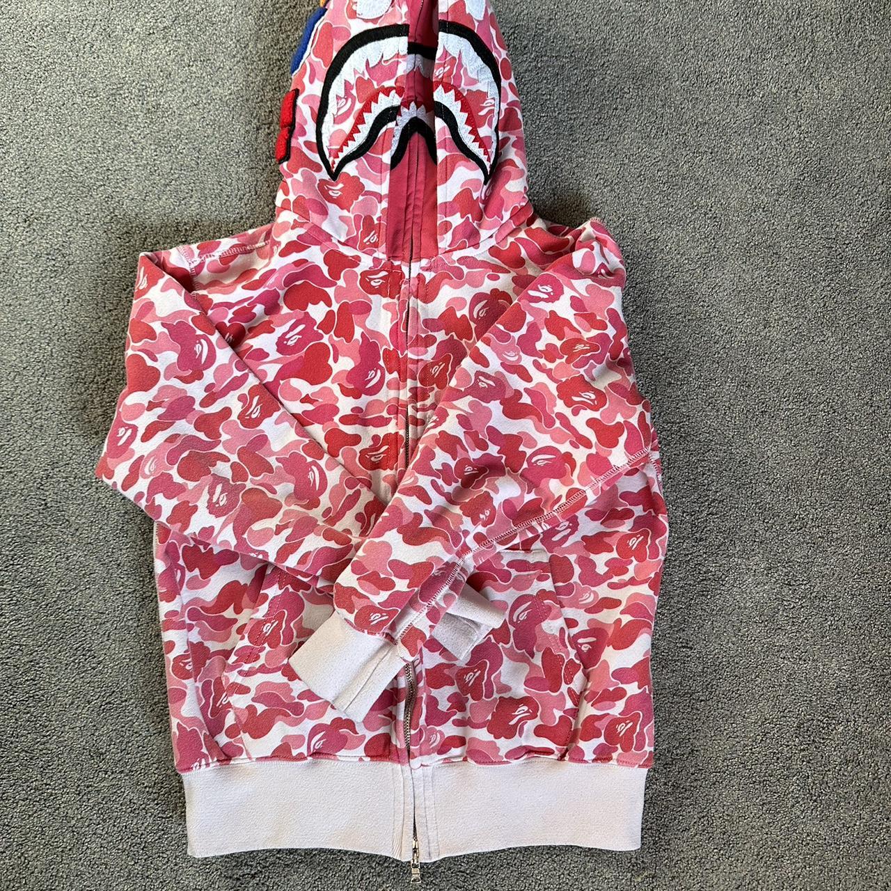 AUTHENTIC Pink BAPE ABC Camo Double Shark Full Zip... - Depop