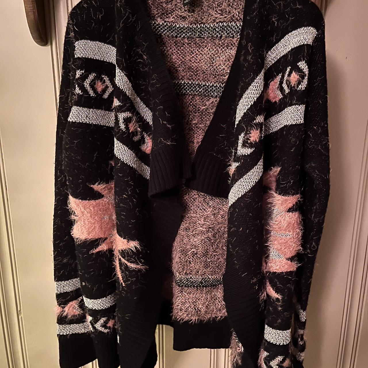 BCBGMaxazria Aztec style sweater with fuzzy pink and Depop